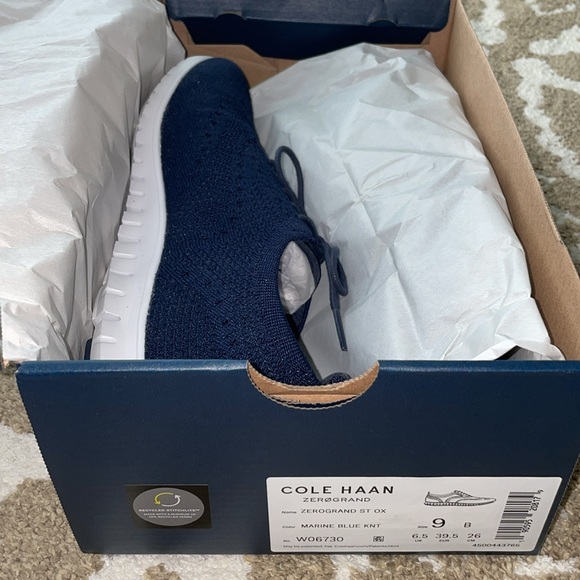 Cole Haan- Marine Blue Knit Zero Grand Sneakers - Picture 9 of 13